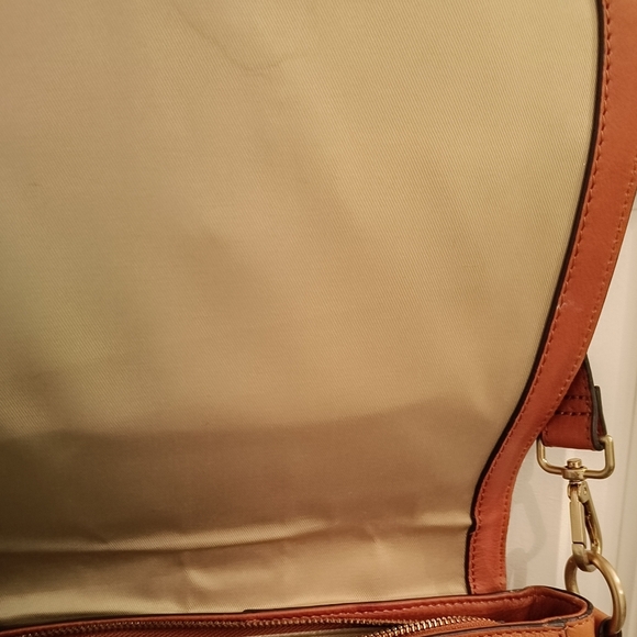 👜Danier Vintage Cognac Brown Leather Shoulder Saddle Bag - Picture 8 of 13